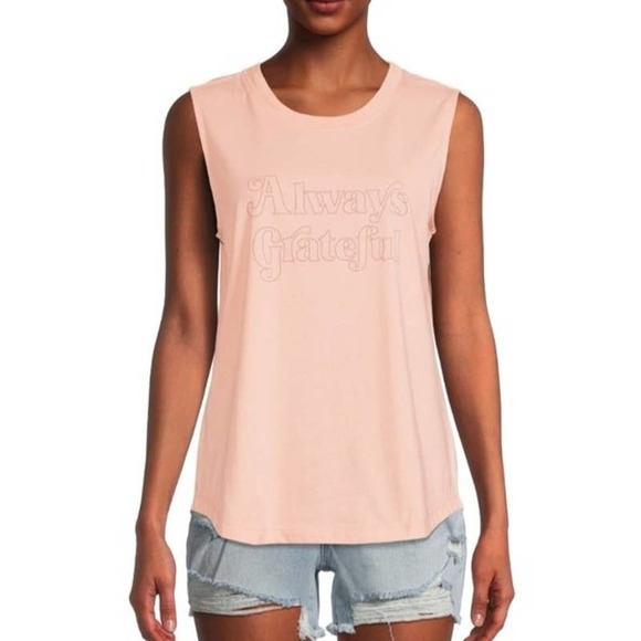 Time and Tru Tops - New "Always Grateful" Peach Tank Top Large